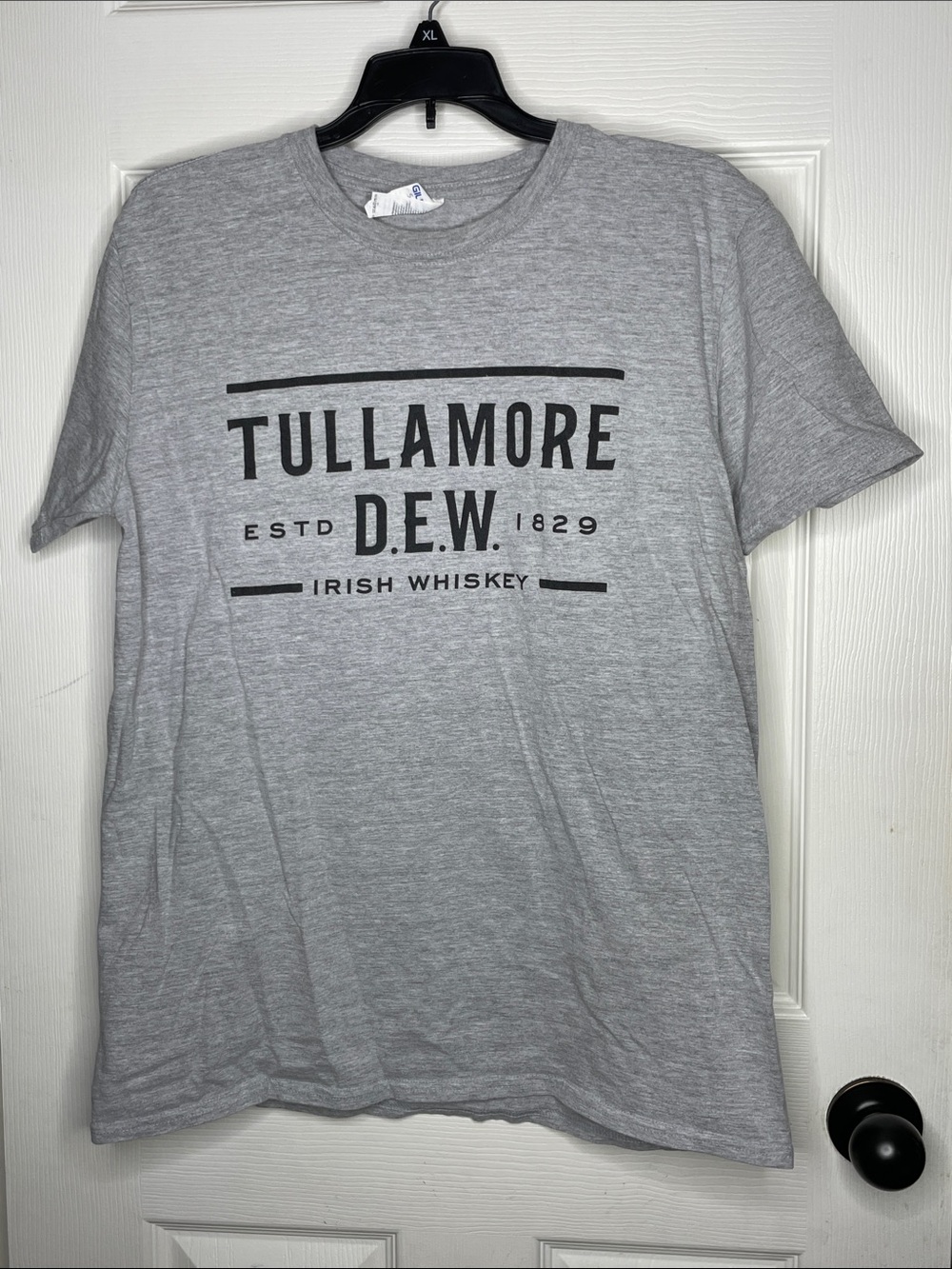 Gildan Light Gray Tullamore D.E.W. Irish Whiskey Logo Tee. Size L